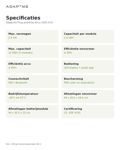 Adaptme XDS 4.0 Thuisaccu - Plug & Play - 4,8 kWh